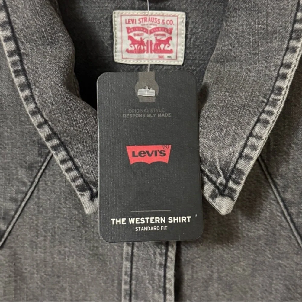 Levi's Denim Shirt Jacket Charcoal Western Shirt XL women’s - Picture 4 of 4